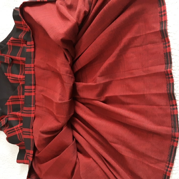 CCX City Chic XXL/24 Red Black Plaid Pleated Buckle Strap V-Neck Dress - Picture 14 of 14